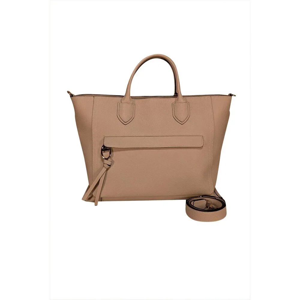 Longchamp - Beige Leather Large Satchel Bag